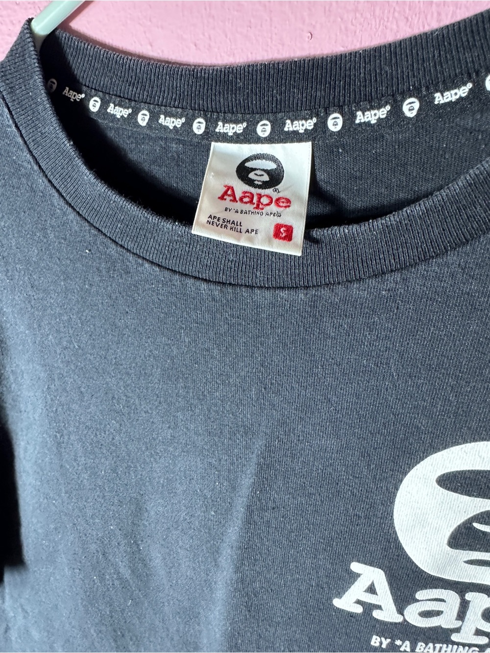Bape Aape Black Long Sleeve Logo Tee with Sleeve Graphics - Picture 2 of 3